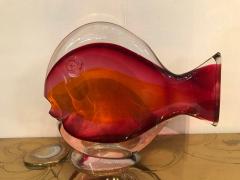 Red and orange glass sommerso sunfish by Murano - 1184296