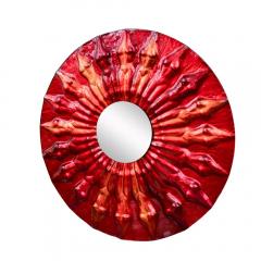 Red art glass framed mirror by Massimiliano Luzzi - 1676021