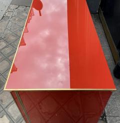 Red glass sideboard with bronze aquatic decoration Murano around 2000 - 2943532