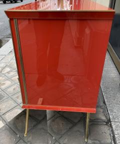 Red glass sideboard with bronze aquatic decoration Murano around 2000 - 2943533