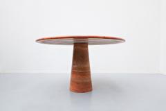 Red travertine dining table in style of Angelo Mangiarotti - 1967037