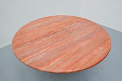 Red travertine dining table in style of Angelo Mangiarotti - 1967041