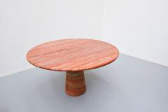 Red travertine dining table in style of Angelo Mangiarotti - 1967042