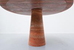 Red travertine dining table in style of Angelo Mangiarotti - 1967043