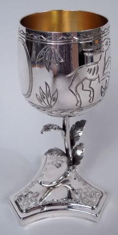 Regal Sterling Silver Deer Lion Goblet with Leafing Stem - 4364370