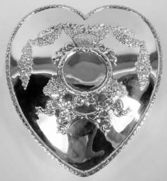 Regal and Romantic Sterling Silver Heart Shaped Jewelry Box - 3984455