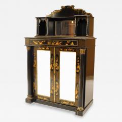 Regency Black Lacquered Chinoiserie Sideboard - 2798425