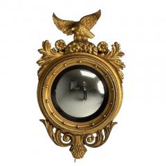 Regency Circular Convex Wall Mirror Giltwood Eagle Motif USA 1950s - 3468233