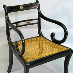 Regency Ebonized Caned Armchair - 2548765