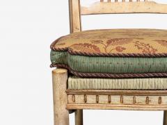 Regency Four Dining Chairs Painted Wood Straw Fabric USA 1940s - 4646436