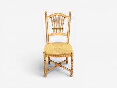 Regency Four Dining Chairs Painted Wood Straw Fabric USA 1940s - 4646438