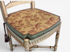 Regency Four Dining Chairs Painted Wood Straw Fabric USA 1940s - 4646439