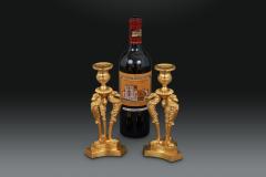 Regency Gilt Bronze Candlesticks Designed by Cheney of London - 4691057