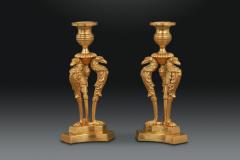 Regency Gilt Bronze Candlesticks Designed by Cheney of London - 4691058
