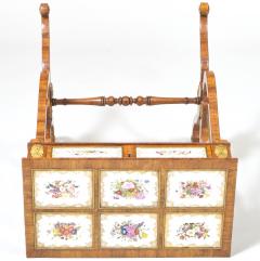 Regency Gilt Metal Mounted Tulipwood and Inlaid Porcelain Worktable - 3987834