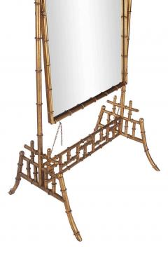 Regency Gold Gilded Faux Bamboo Chinese Chippendale Cheval Floor Mirror - 2468620