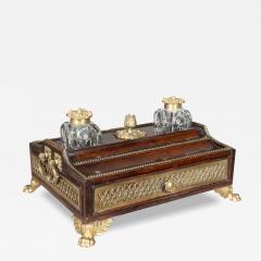 Regency Mahogany And Brass Inkstand - 4262865