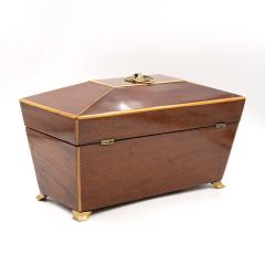 Regency Mahogany Box with Satinwood Edging and Brass Basket Pull - 4620343