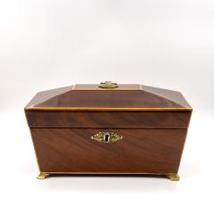 Regency Mahogany Box with Satinwood Edging and Brass Basket Pull - 4620345