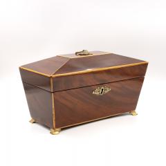 Regency Mahogany Box with Satinwood Edging and Brass Basket Pull - 4620349