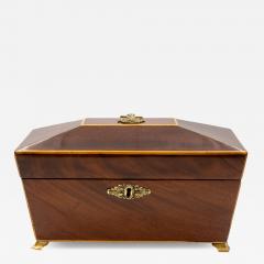 Regency Mahogany Box with Satinwood Edging and Brass Basket Pull - 4620458