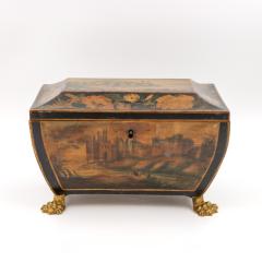 Regency Painted And Penwork Bombe Box on Gilt Lion Paw Feet English circa 1820 - 4623220