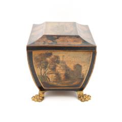Regency Painted And Penwork Bombe Box on Gilt Lion Paw Feet English circa 1820 - 4623221