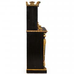 Regency Period Black and Gilt Painted Bookcase Cabinet 19th Century - 4425215