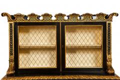 Regency Period Black and Gilt Painted Bookcase Cabinet 19th Century - 4425222