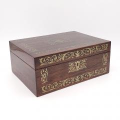 Regency Period Rosewood Brass Inlaid Workbox England circa 1820 - 3498782