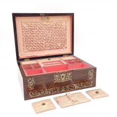 Regency Period Rosewood Brass Inlaid Workbox England circa 1820 - 3498787
