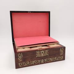 Regency Period Rosewood Brass Inlaid Workbox England circa 1820 - 3498792