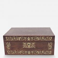 Regency Period Rosewood Brass Inlaid Workbox England circa 1820 - 3504595