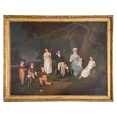Regency Portrait A Squire And His Family Oil on Canvas - 4130396
