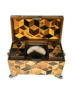 Regency Specimen Wood Parquetry Tea Caddy - 4396625