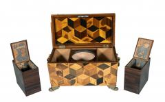 Regency Specimen Wood Parquetry Tea Caddy - 4396628
