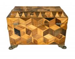 Regency Specimen Wood Parquetry Tea Caddy - 4396637