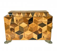 Regency Specimen Wood Parquetry Tea Caddy - 4396638