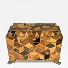 Regency Specimen Wood Parquetry Tea Caddy - 4396796