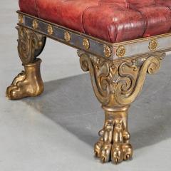 Regency Style Bronze And Steel Leather Top Bench - 4246721