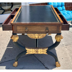 Regency Style Burton Ching Mahogany Ebony Giltwood Partner Desk - 3715858