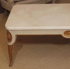 Regency Style Coffee Table with White Marble Top - 778884