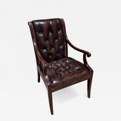 Regency Style English Tufted Leather Mahogany Arm Chair 1 of 2 - 4607051