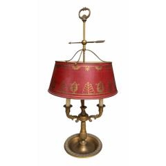 Regency Style French Bouillette Red Tools Brass Table Lamp - 4541940