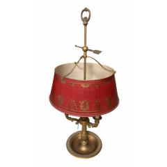 Regency Style French Bouillette Red Tools Brass Table Lamp - 4541942