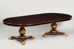 Regency Style Giltwood Double Pedestal Acanthus Leaf Paw Dining Table - 2494519