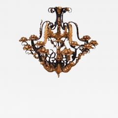 Regency Style Gold Black Wrought Iron Chandelier - 2628049