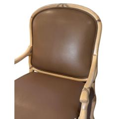 Regency Style Oversized Leather Upholstered Fauteuil Arm Chair 1 of 2 - 4375719