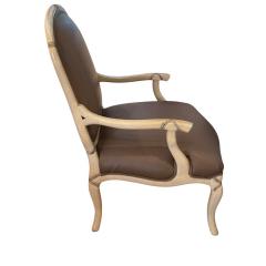 Regency Style Oversized Leather Upholstered Fauteuil Arm Chair 1 of 2 - 4375720
