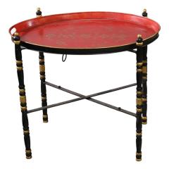 Regency Style Red Chinoiserie Tole Tray Table - 4416156